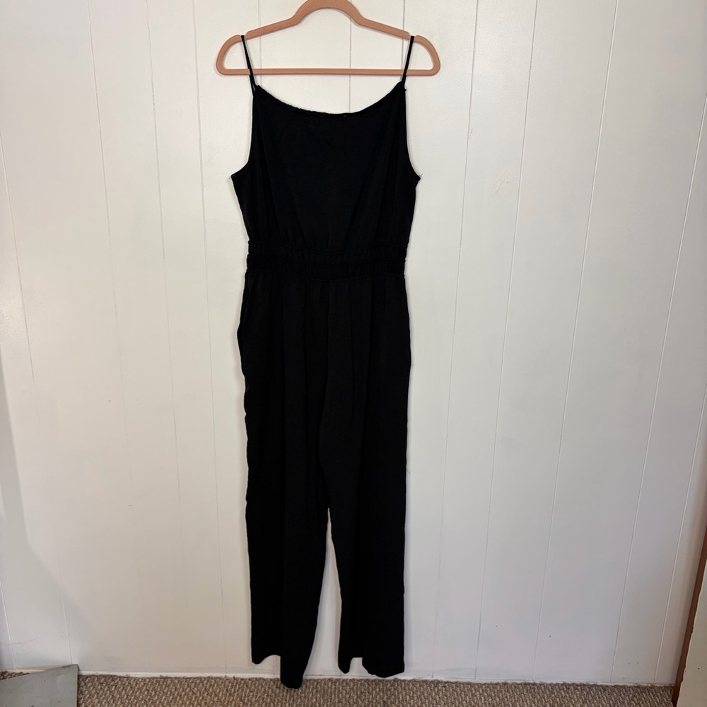Monteau Black 1 Piece Jumpsuit Romper Straight Leg size Large minimalist summer - Picture 4 of 13